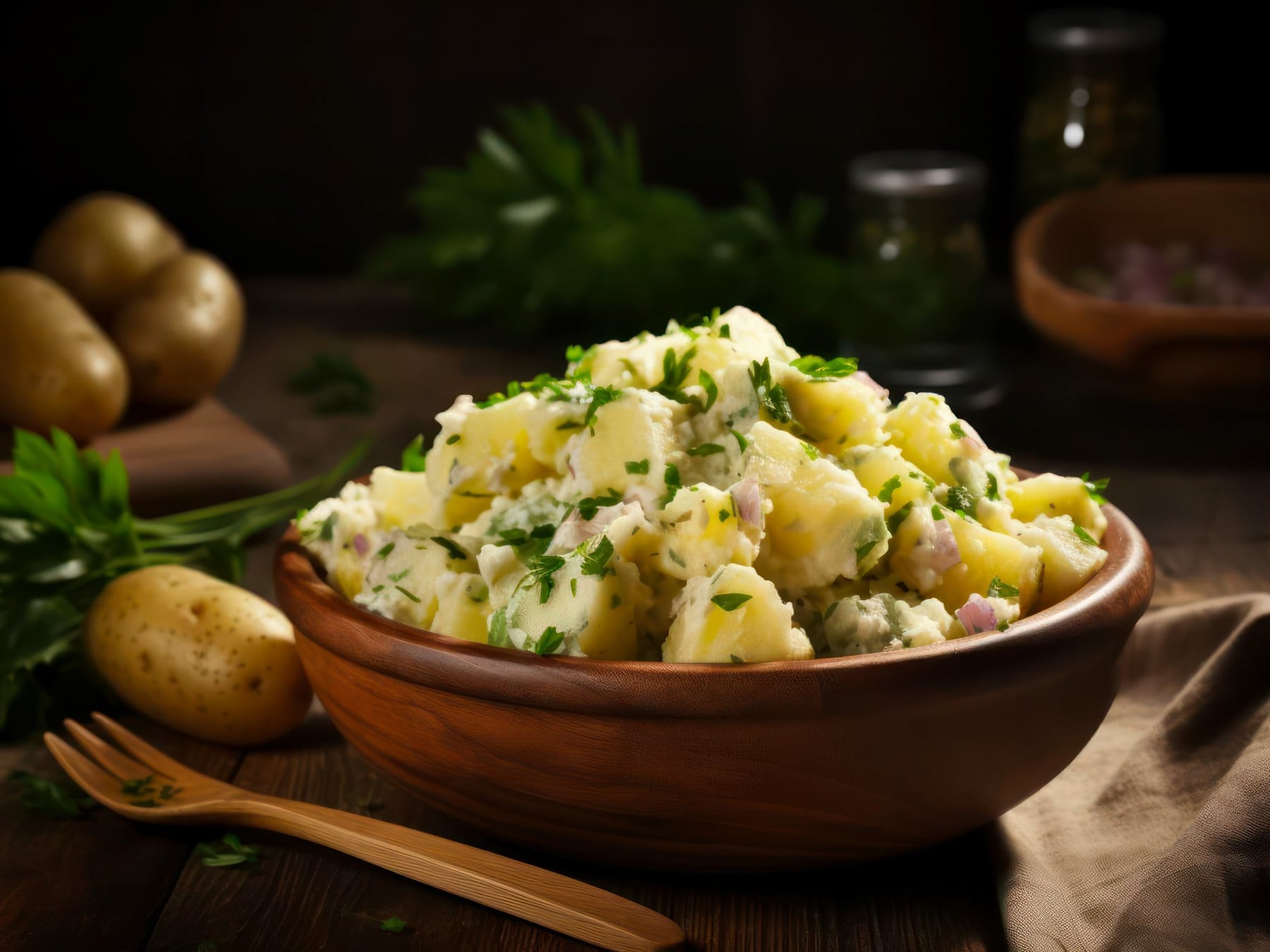Ensalada de papa bien cremosa: el truco está en cocinarla entera y dosificar el aderezo