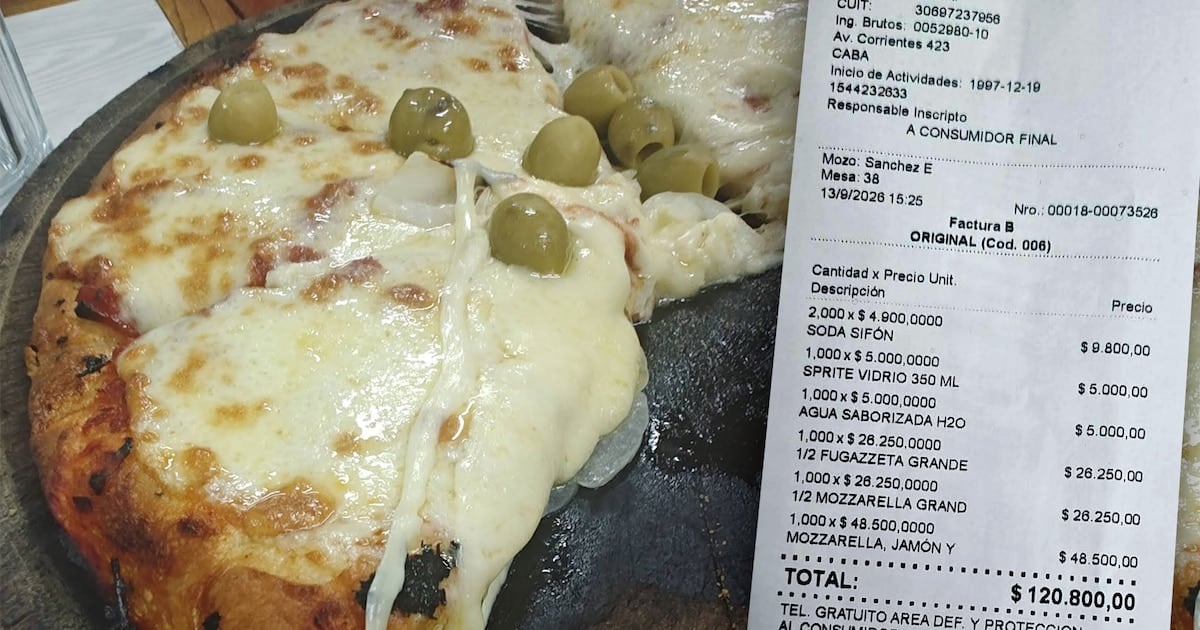 Un almuerzo en El Cuartito: una cuenta de más de $120.000 para cuatro pizzas y cuatro bebidas